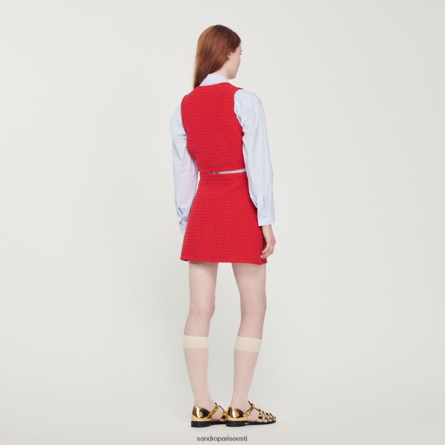 Sandro Paris kehakate naised kärbitud tviidkampsun BN4RF366 punane