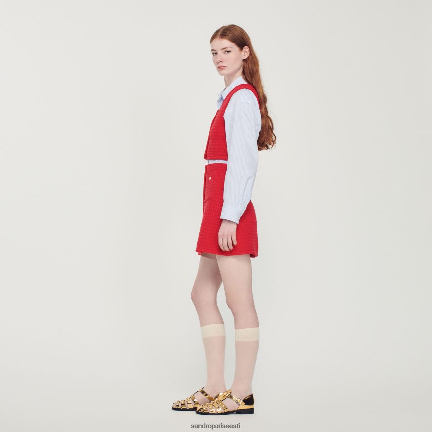 Sandro Paris kehakate naised kärbitud tviidkampsun BN4RF366 punane