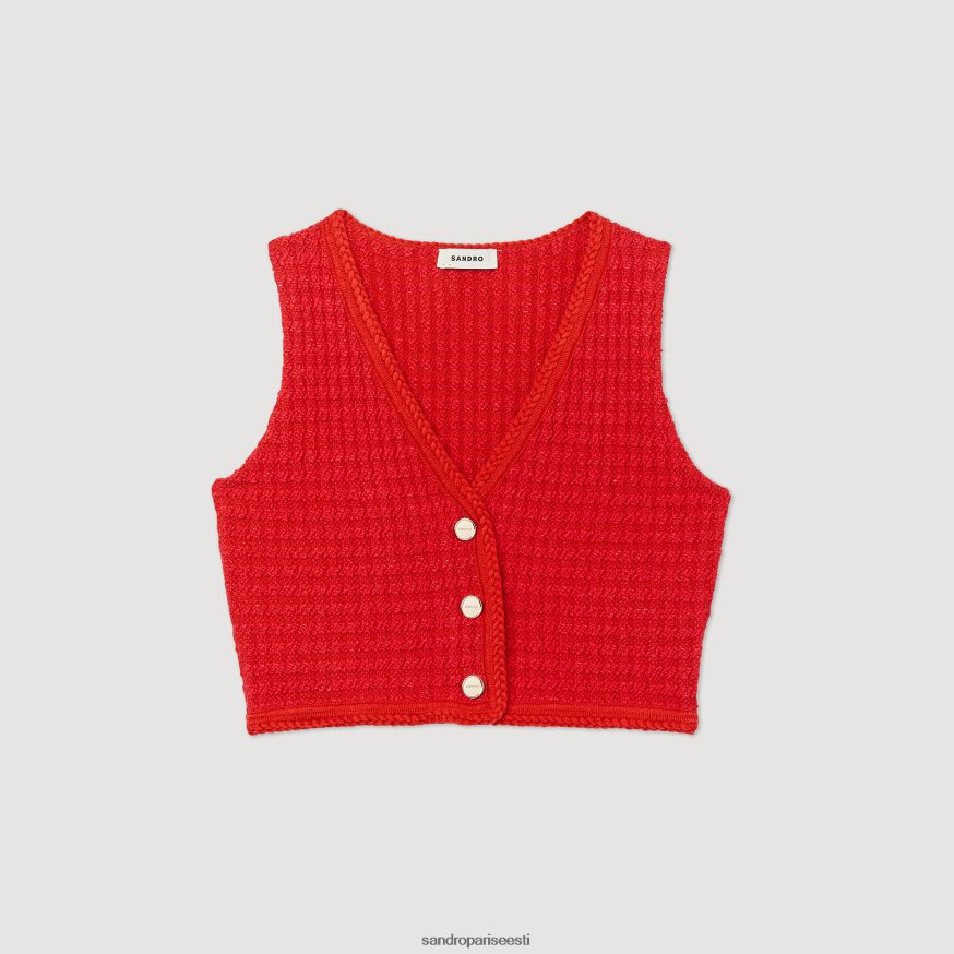 Sandro Paris kehakate naised kärbitud tviidkampsun BN4RF366 punane