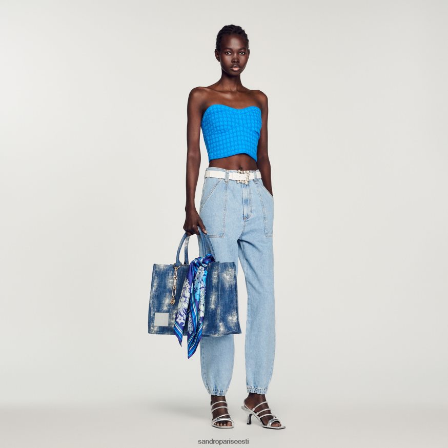 Sandro Paris kehakate naised kärbitud tweed rinnakas BN4RF299 elektrisinine