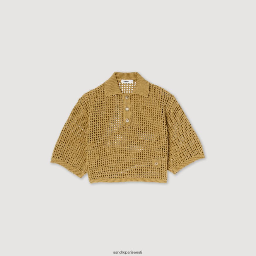 Sandro Paris kehakate naised kärbitud võrgust kootud kampsun BN4RF269 oliiv