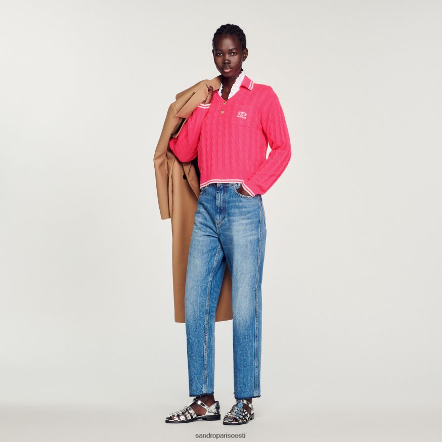 Sandro Paris kehakate naised kaabliga kootud kampsun BN4RF435 fušia