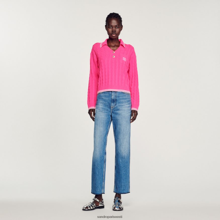 Sandro Paris kehakate naised kaabliga kootud kampsun BN4RF435 fušia