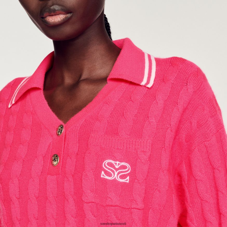 Sandro Paris kehakate naised kaabliga kootud kampsun BN4RF435 fušia