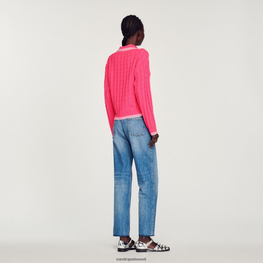 Sandro Paris kehakate naised kaabliga kootud kampsun BN4RF435 fušia