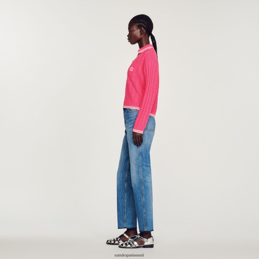 Sandro Paris kehakate naised kaabliga kootud kampsun BN4RF435 fušia