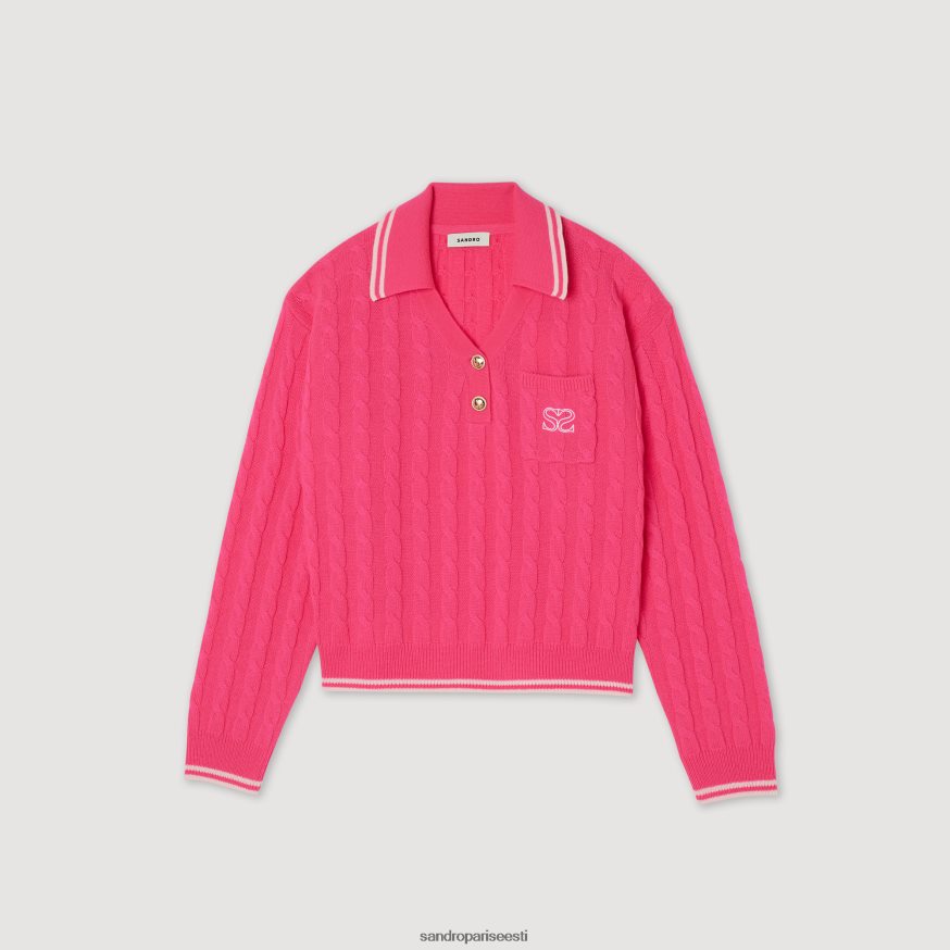 Sandro Paris kehakate naised kaabliga kootud kampsun BN4RF435 fušia