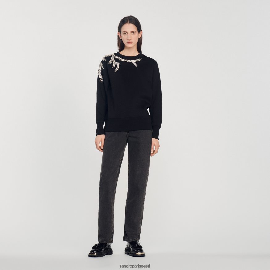 Sandro Paris kehakate naised kaunistatud dressipluus BN4RF135 must