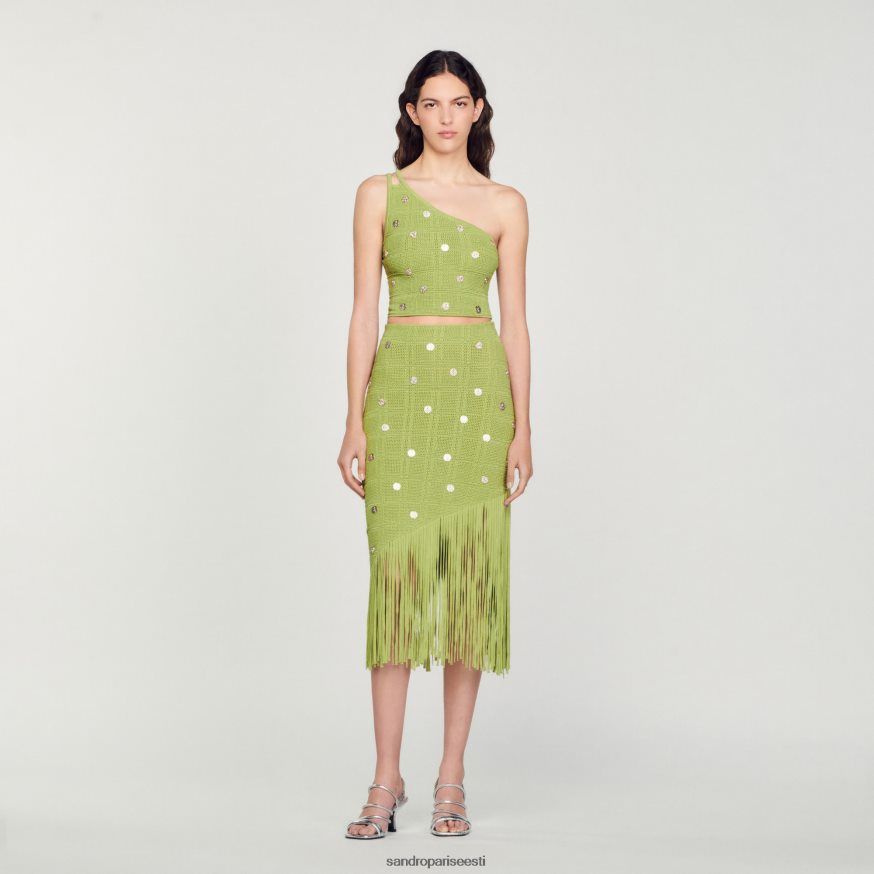 Sandro Paris kehakate naised koo crop top BN4RF153 oliiviroheline