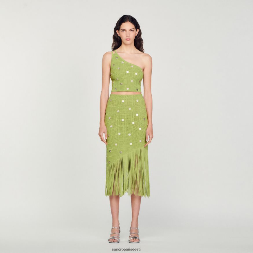 Sandro Paris kehakate naised koo crop top BN4RF153 oliiviroheline