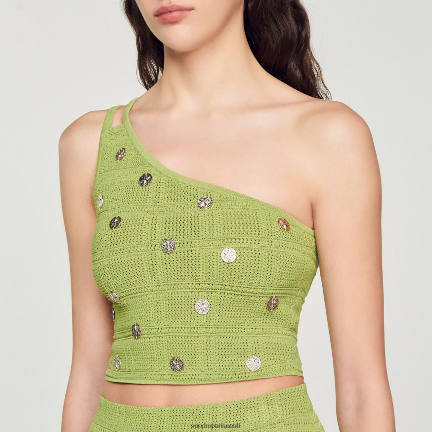 Sandro Paris kehakate naised koo crop top BN4RF153 oliiviroheline