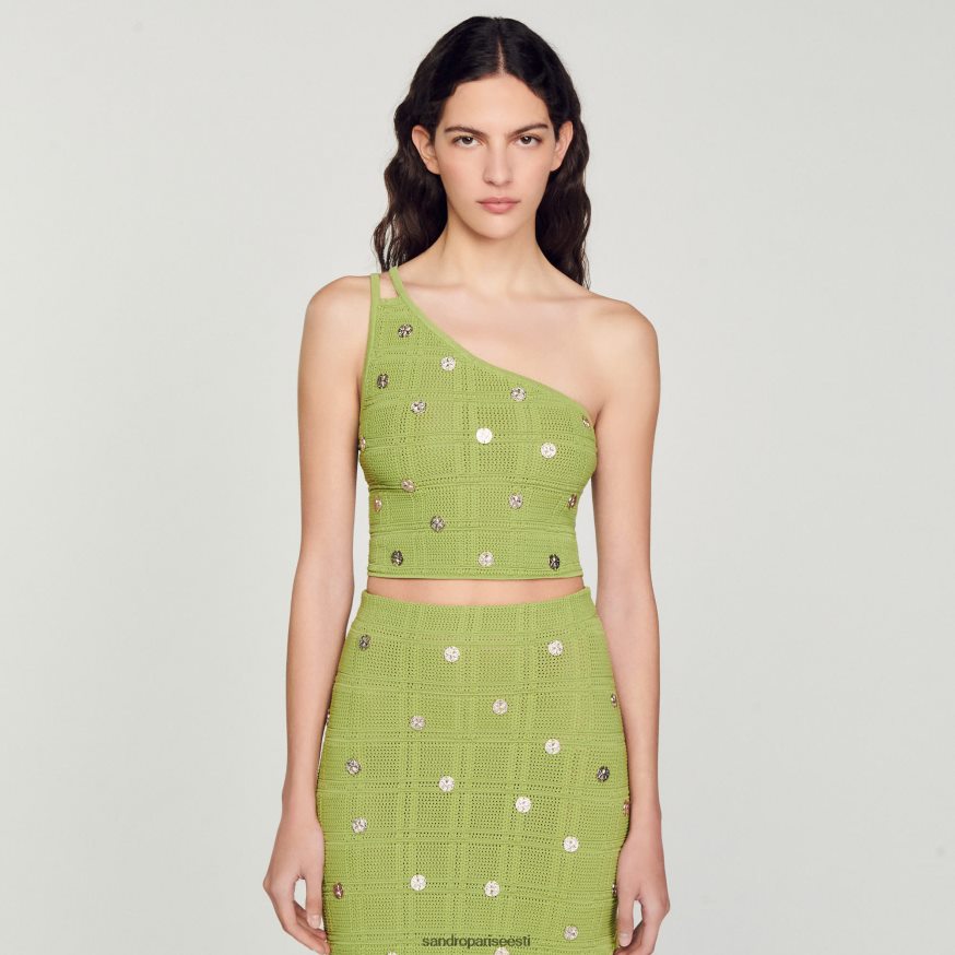 Sandro Paris kehakate naised koo crop top BN4RF153 oliiviroheline