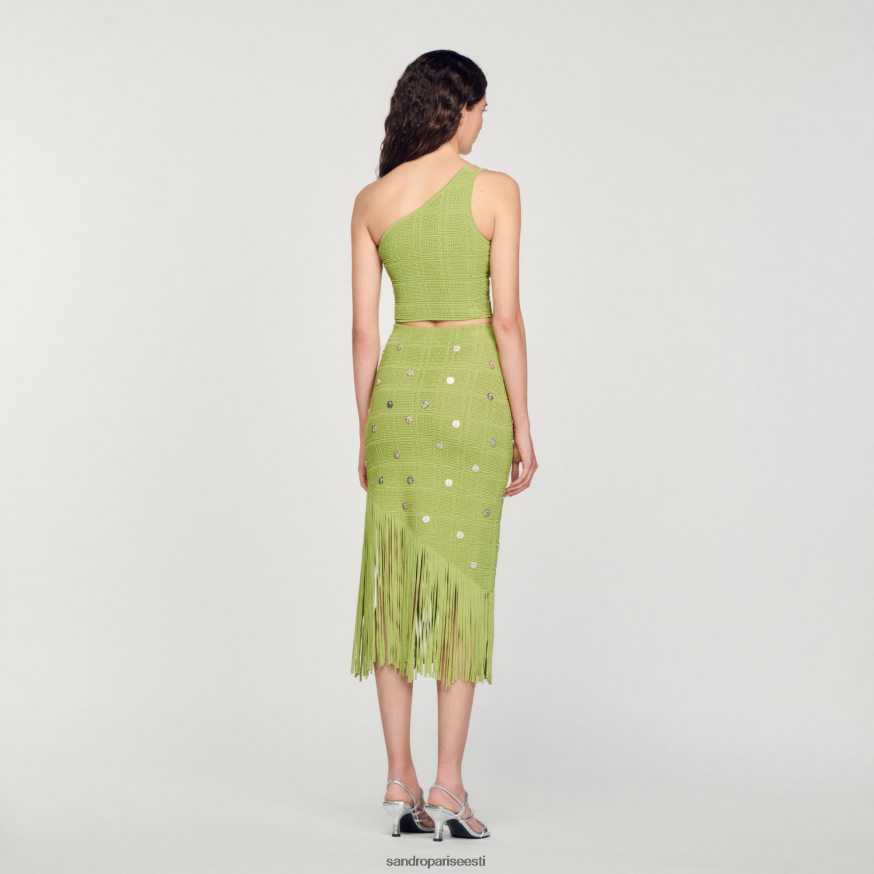 Sandro Paris kehakate naised koo crop top BN4RF153 oliiviroheline