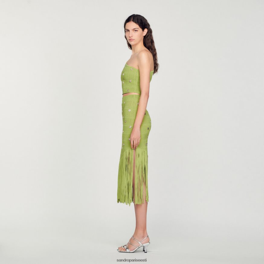 Sandro Paris kehakate naised koo crop top BN4RF153 oliiviroheline