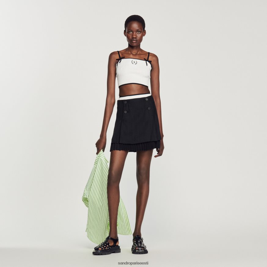 Sandro Paris kehakate naised kootud crop top BN4RF240 valge