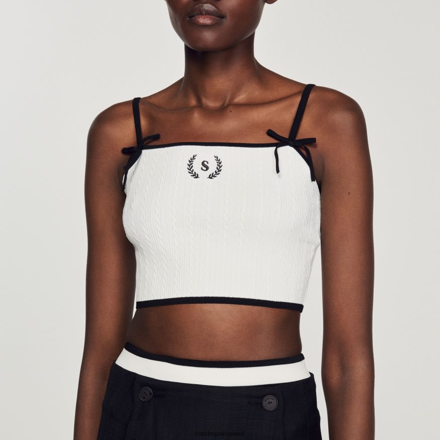 Sandro Paris kehakate naised kootud crop top BN4RF240 valge