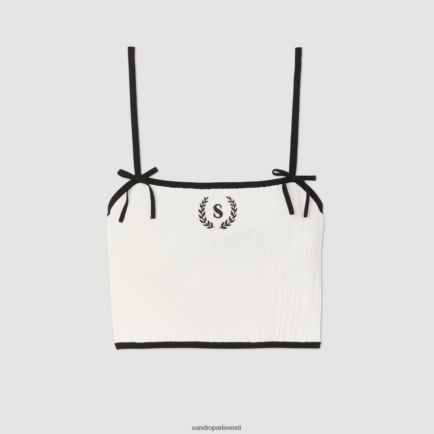 Sandro Paris kehakate naised kootud crop top BN4RF240 valge