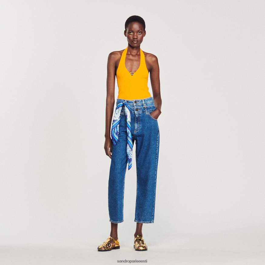 Sandro Paris kehakate naised kootud crop topp rõnga detailiga BN4RF326 oranž