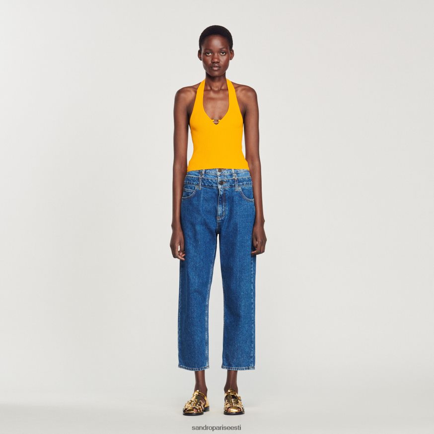 Sandro Paris kehakate naised kootud crop topp rõnga detailiga BN4RF326 oranž