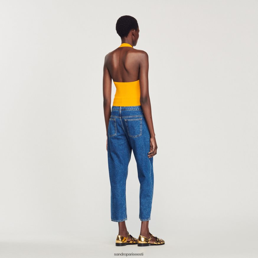 Sandro Paris kehakate naised kootud crop topp rõnga detailiga BN4RF326 oranž