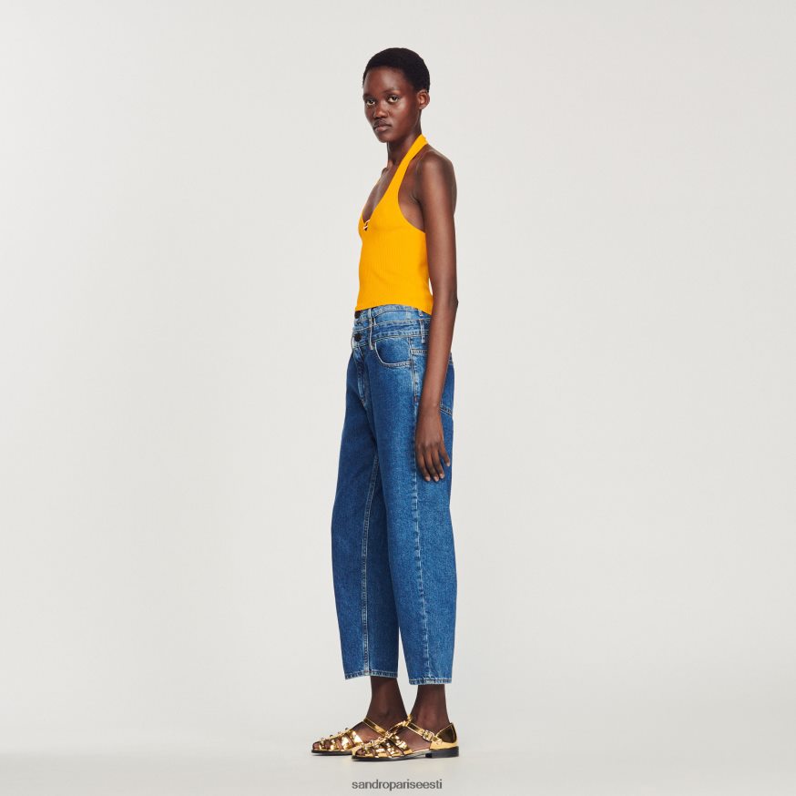 Sandro Paris kehakate naised kootud crop topp rõnga detailiga BN4RF326 oranž