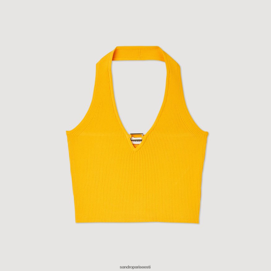Sandro Paris kehakate naised kootud crop topp rõnga detailiga BN4RF326 oranž