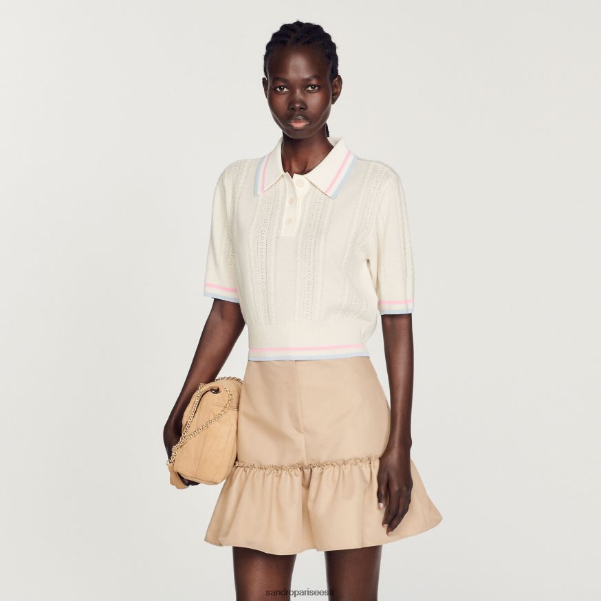 Sandro Paris kehakate naised kootud polo kampsun BN4RF330 ekru