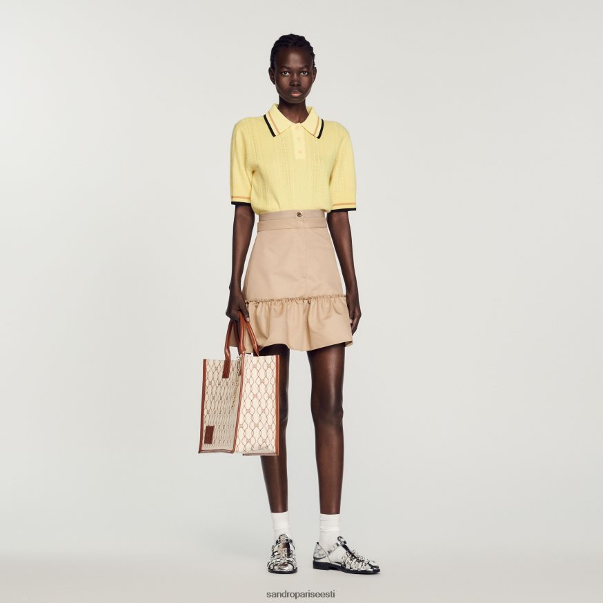 Sandro Paris kehakate naised kootud polo kampsun BN4RF424 helekollane