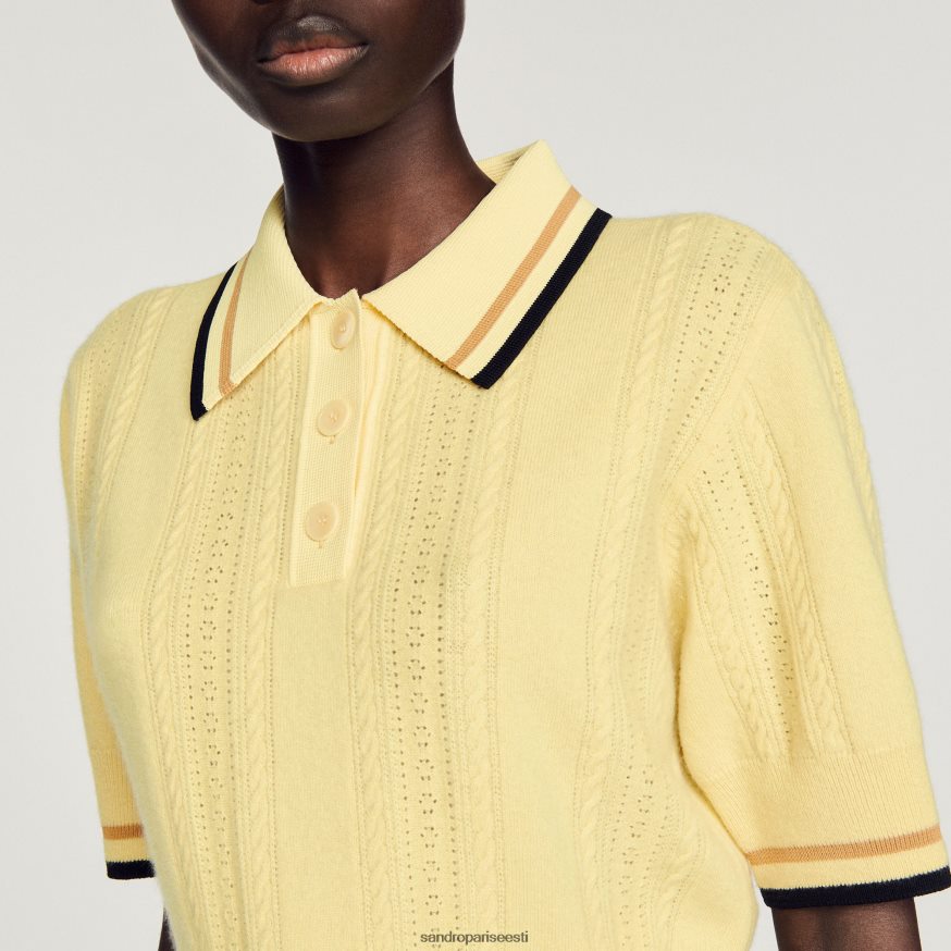 Sandro Paris kehakate naised kootud polo kampsun BN4RF424 helekollane