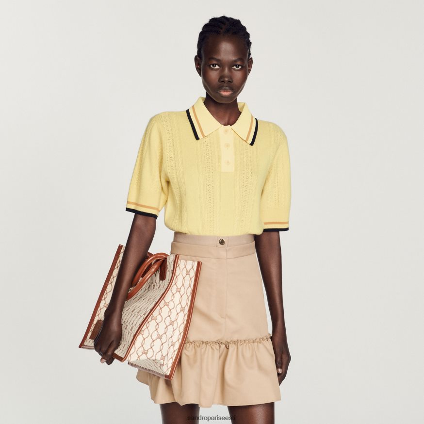 Sandro Paris kehakate naised kootud polo kampsun BN4RF424 helekollane