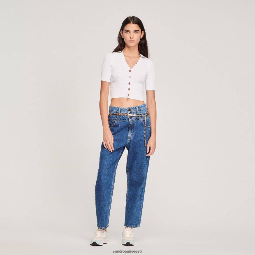 Sandro Paris kehakate naised kootud uhkete nööpidega kampsun BN4RF260 määrdunudvalge