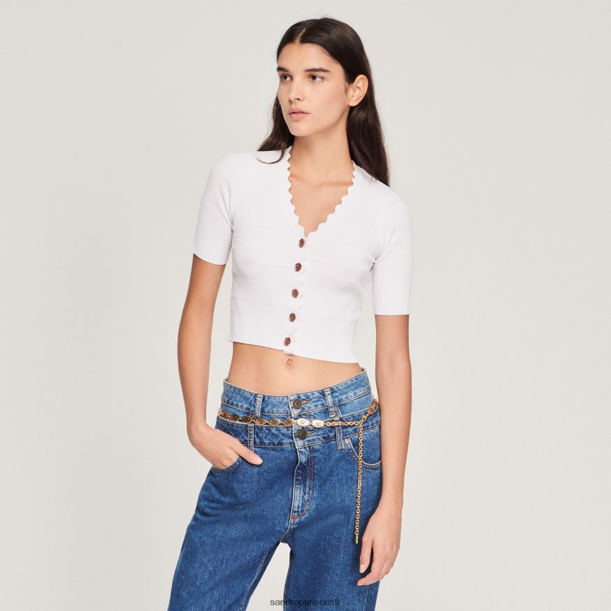 Sandro Paris kehakate naised kootud uhkete nööpidega kampsun BN4RF260 määrdunudvalge