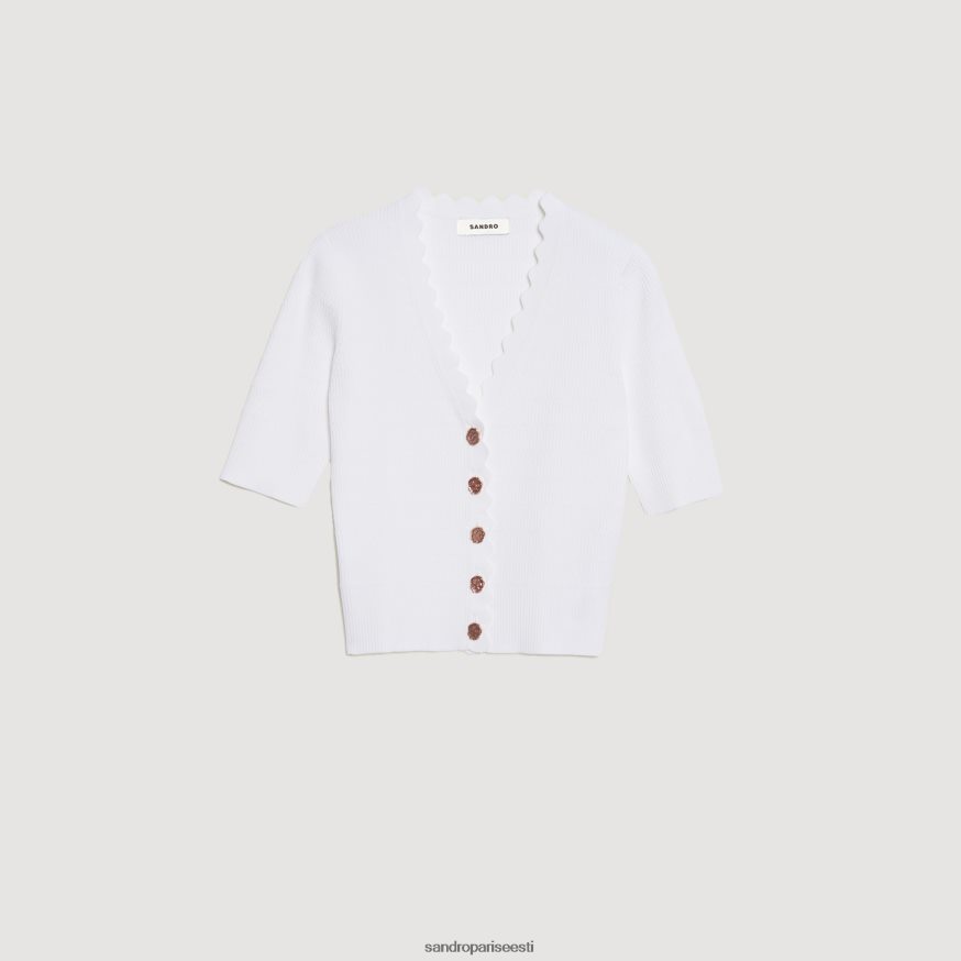 Sandro Paris kehakate naised kootud uhkete nööpidega kampsun BN4RF260 määrdunudvalge