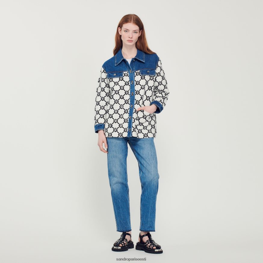 Sandro Paris kehakate naised kudum ja denim mantel BN4RF294 sinine/valge