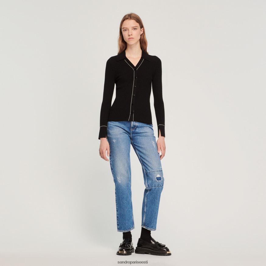 Sandro Paris kehakate naised pealtõmmeldud peenelt kootud kardigan BN4RF214 must