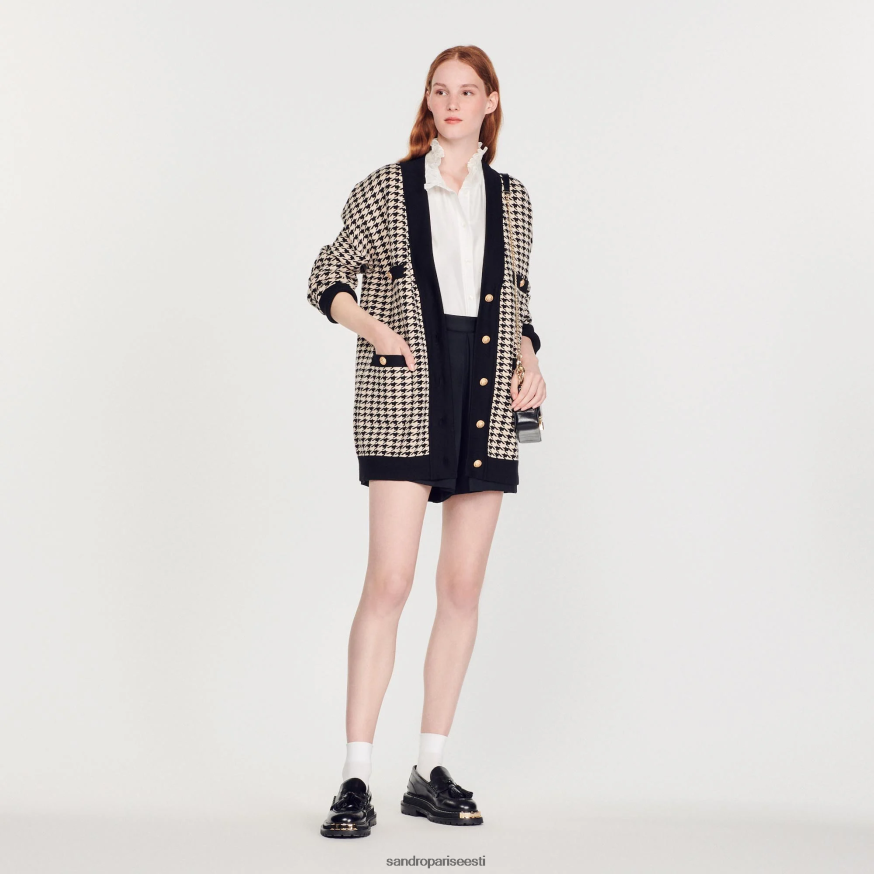 Sandro Paris kehakate naised pikk hagijahambuline mantel BN4RF191 ekru/must