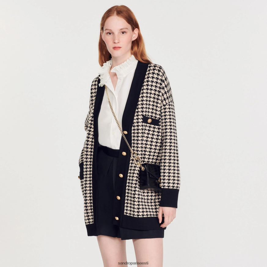 Sandro Paris kehakate naised pikk hagijahambuline mantel BN4RF191 ekru/must