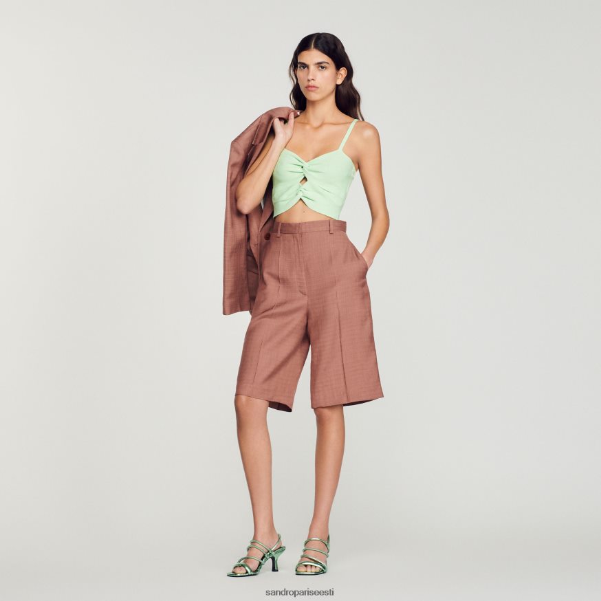 Sandro Paris kehakate naised seotud crop top BN4RF413 heleroheline