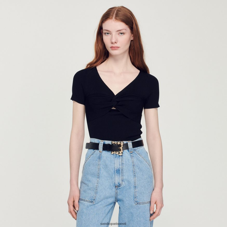 Sandro Paris kehakate naised seotud kärbitud kampsun BN4RF313 must