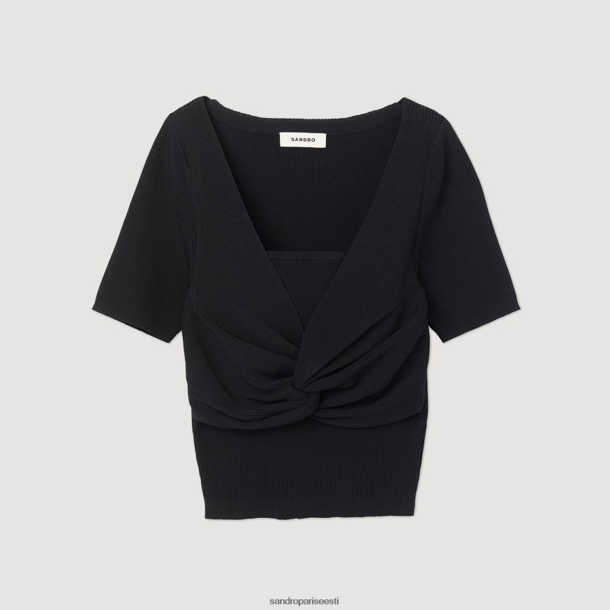 Sandro Paris kehakate naised seotud kärbitud kampsun BN4RF313 must