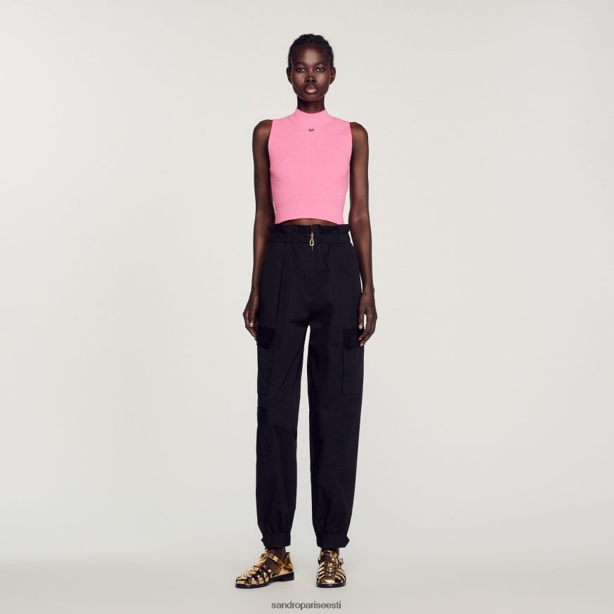 Sandro Paris kehakate naised soonikuga kärbitud kampsun BN4RF190 roosa