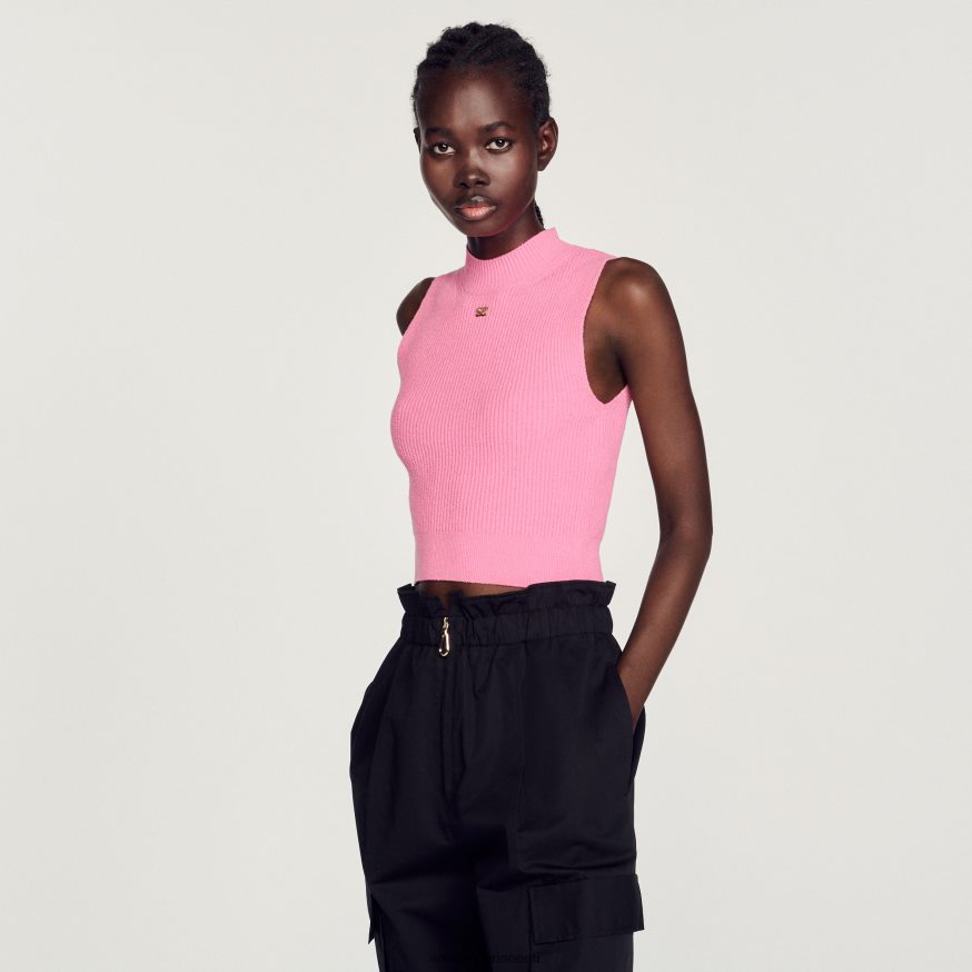 Sandro Paris kehakate naised soonikuga kärbitud kampsun BN4RF190 roosa