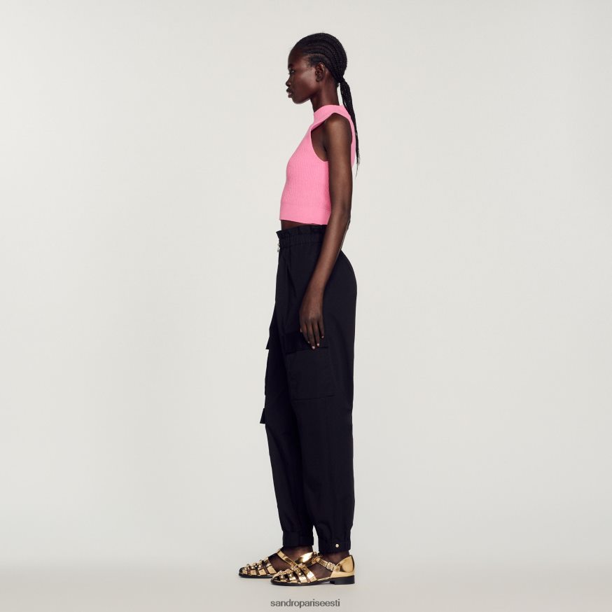 Sandro Paris kehakate naised soonikuga kärbitud kampsun BN4RF190 roosa