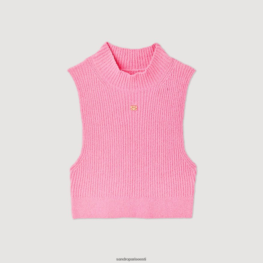 Sandro Paris kehakate naised soonikuga kärbitud kampsun BN4RF190 roosa