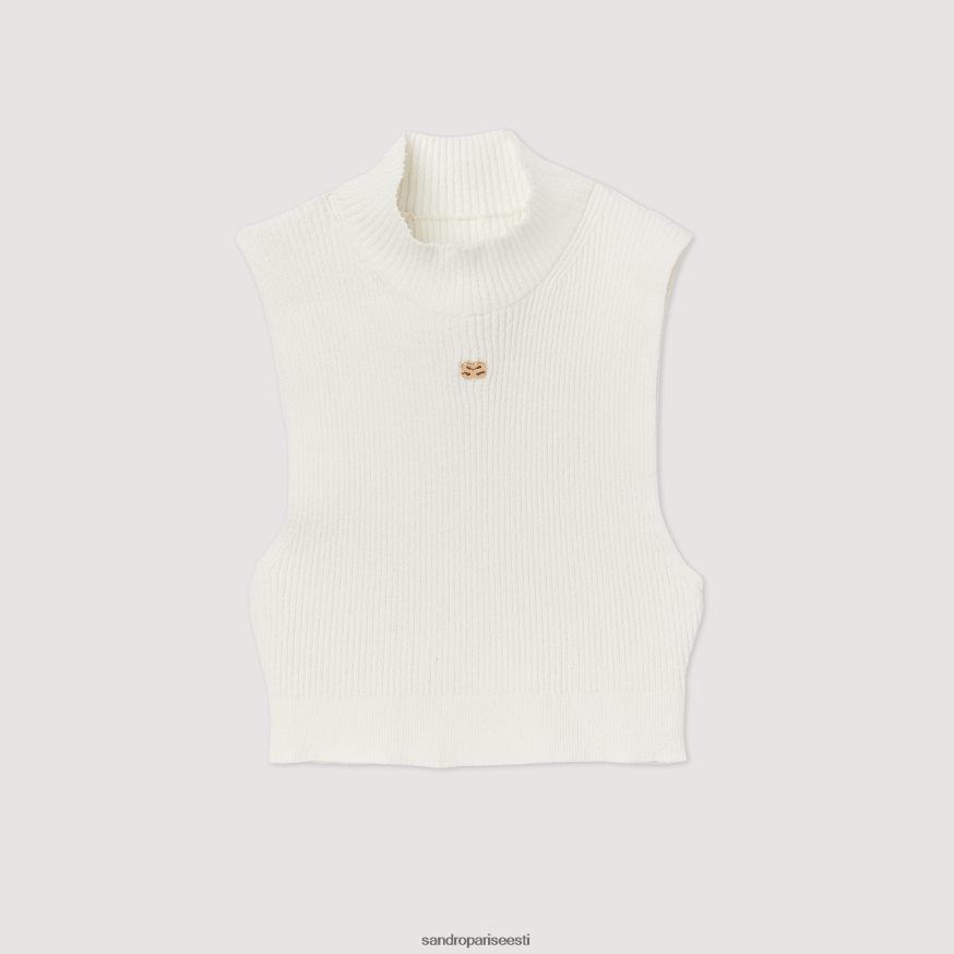 Sandro Paris kehakate naised soonikuga kärbitud kampsun BN4RF96 valge