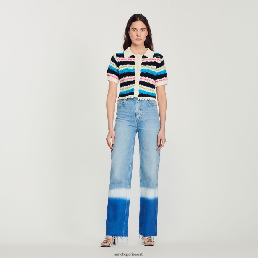 Sandro Paris kehakate naised triibuline kärbitud kardigan BN4RF336 ekru