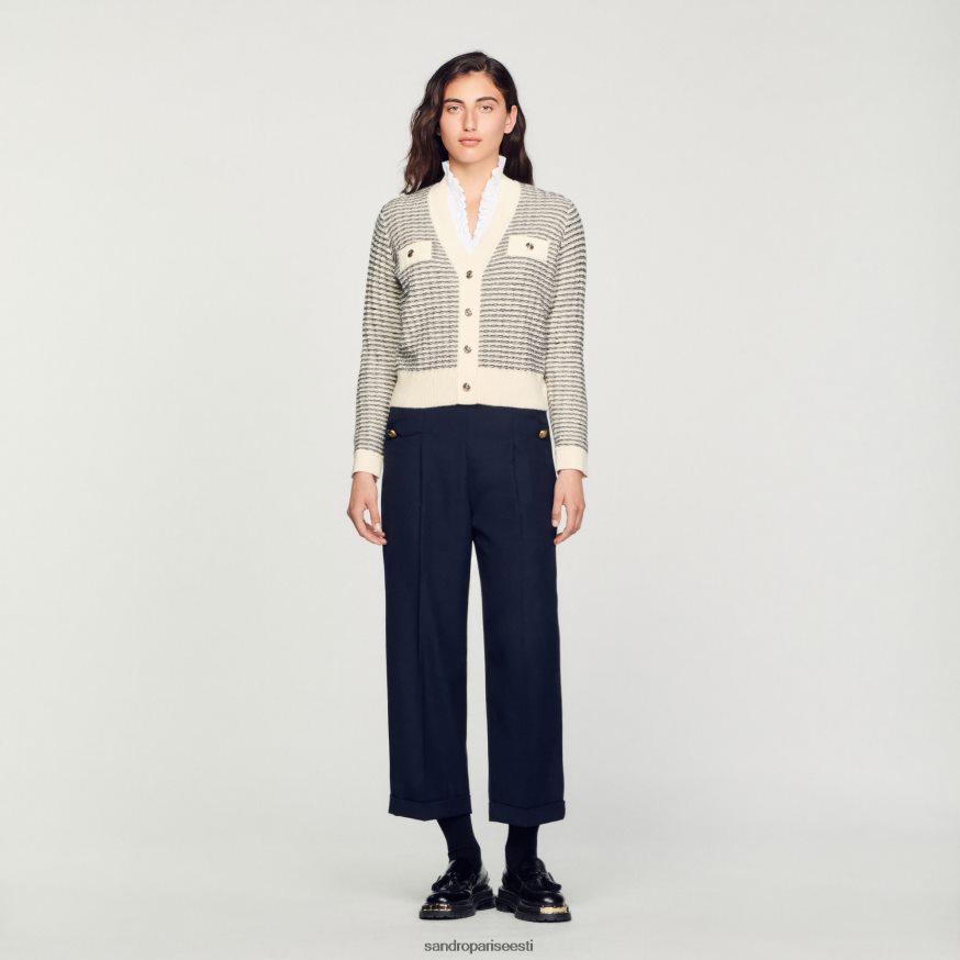 Sandro Paris kehakate naised triibuline kootud kardigan BN4RF146 ekru