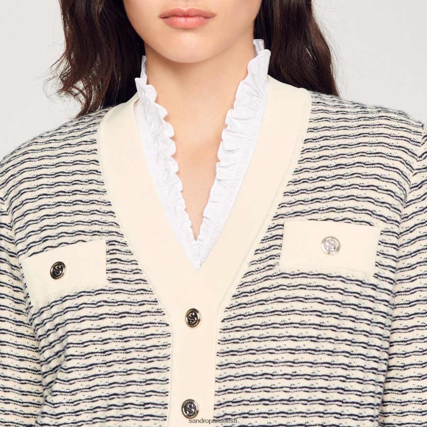 Sandro Paris kehakate naised triibuline kootud kardigan BN4RF146 ekru