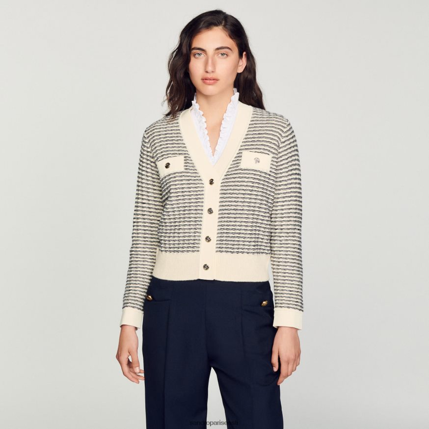Sandro Paris kehakate naised triibuline kootud kardigan BN4RF146 ekru