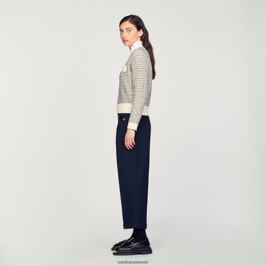 Sandro Paris kehakate naised triibuline kootud kardigan BN4RF146 ekru